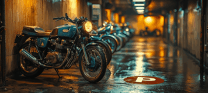 整然と駐車された複数のバイクの写真