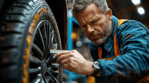 タイヤ点検の様子