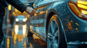 車両のタイヤや足回りをチェックする様子