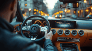 中古車の内装の状態を確認する様子