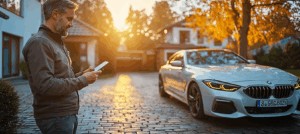 スマートフォンで整備記録を管理する様子