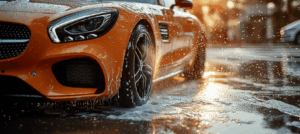 車を洗車している様子