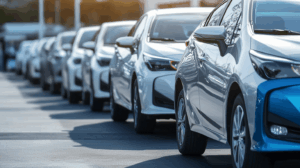 複数のハイブリッド車が並ぶ写真