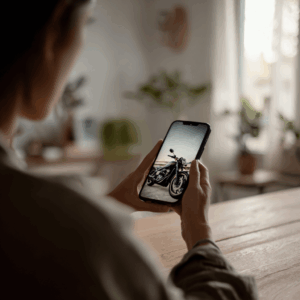 スマートフォンでバイク査定を利用するイメージ