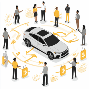 中古車オークションのイメージイラスト