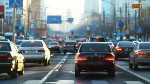 海外の市街地を走る車
